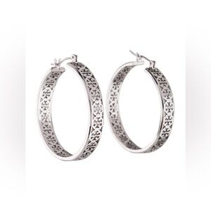 Tory Burch Kinsley Logo Hoop Earrings with Dust Bag NEW